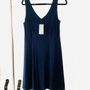 Dex Navy Blue V-neck Slip on Sleeveless Dress